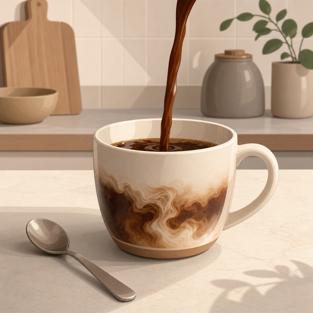 Verse la crème d'abord, le café se mélange tout seul
