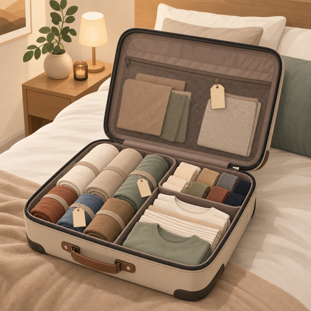 Reise-Outfits rollen statt Einzelteile suchen