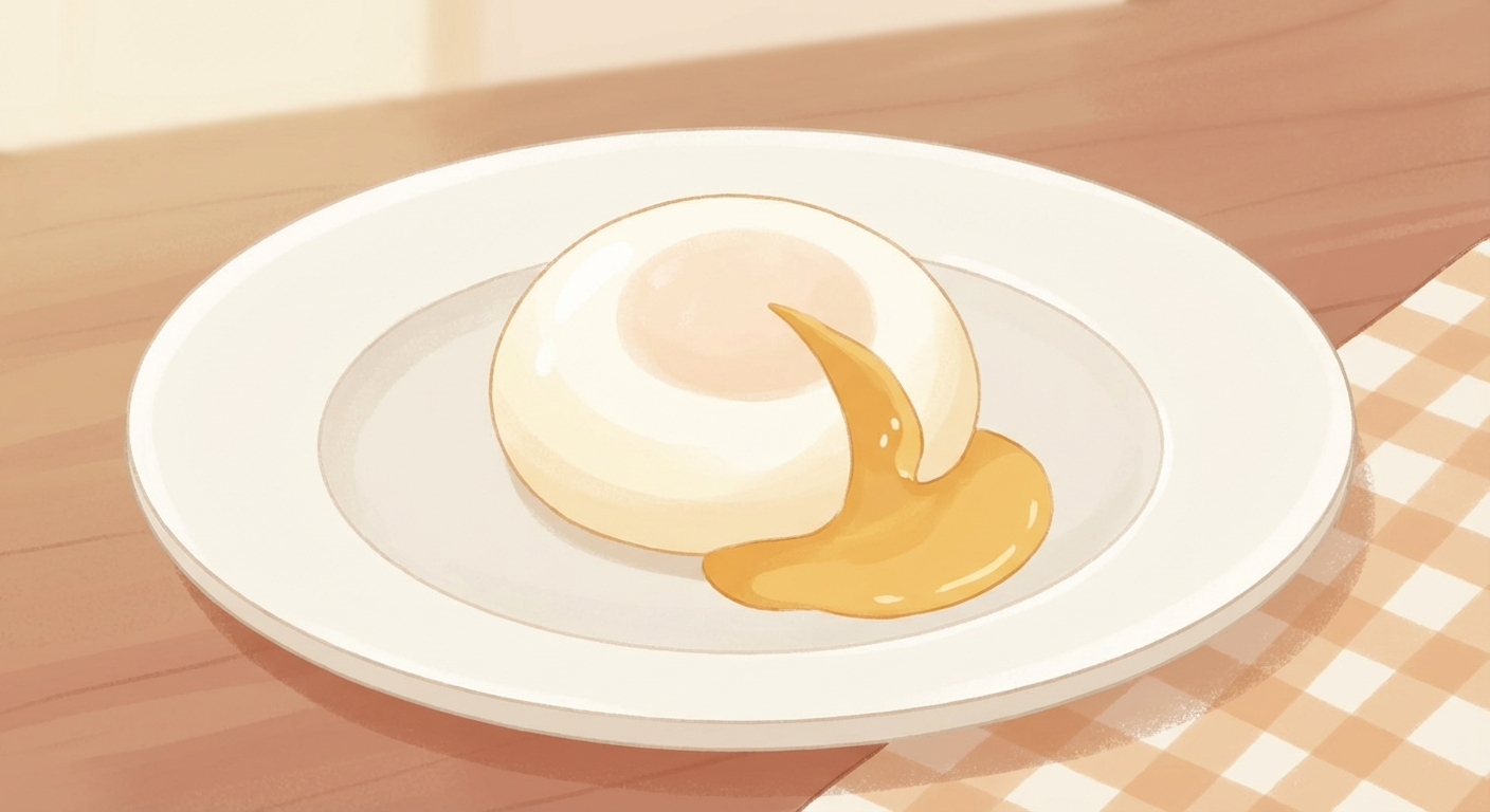 Perfectly poached egg with runny yolk