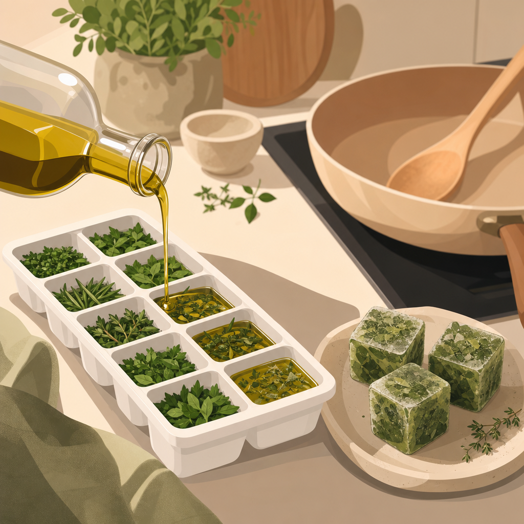Freeze Fresh Herbs in Olive Oil Instead of Throwing Them Away