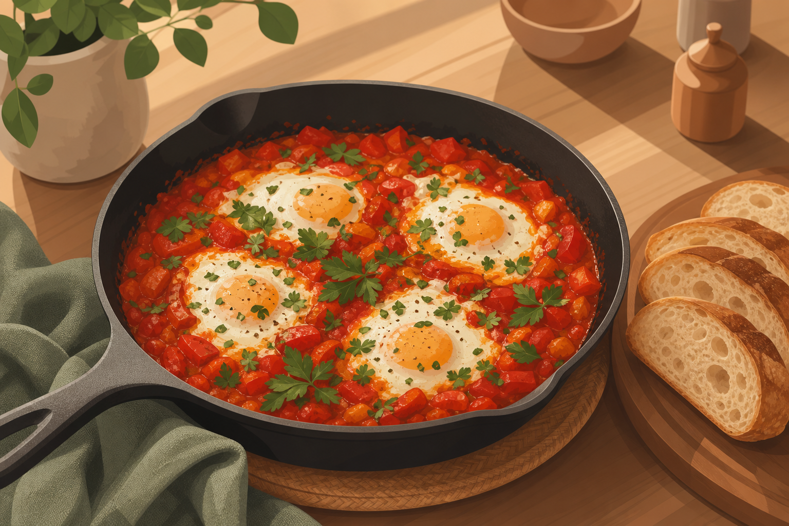Shakshuka in 15 Minutes: Eggs in Tomato Sauce
