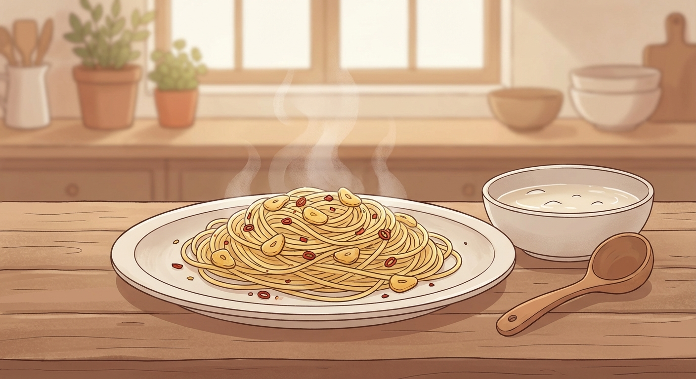 Aglio e Olio : Des pâtes de restaurant en 12 minutes grâce à l'astuce de l'eau de cuisson